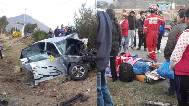 Dos personas perdieron la vida tras violento choque entre auto y combi en Cusco [VIDEO]