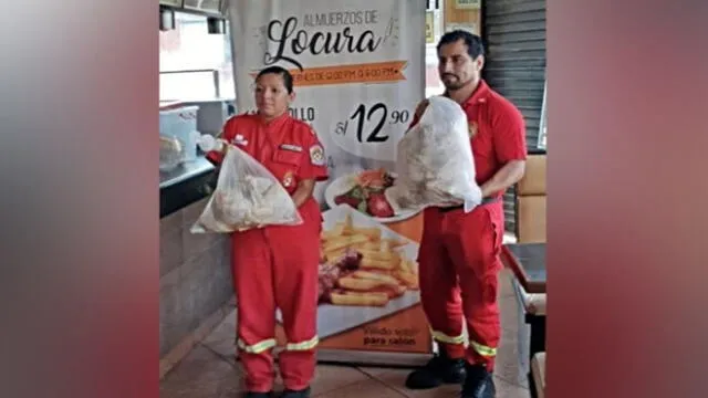 Cadena de pollerías entrega comida a los bomberos ante estado de emergencia nacional