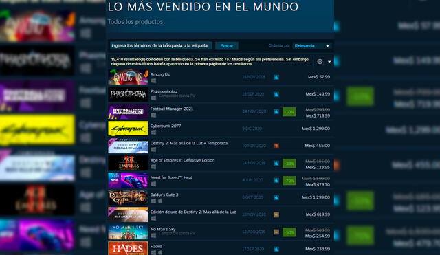 Among Us encabeza la lista de videojuegos más vendidos en el mundo de Steam. Foto: Steam