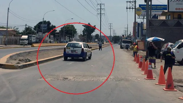 #YoDenuncio: hueco en pista perjudica tránsito en Panamericana Sur
