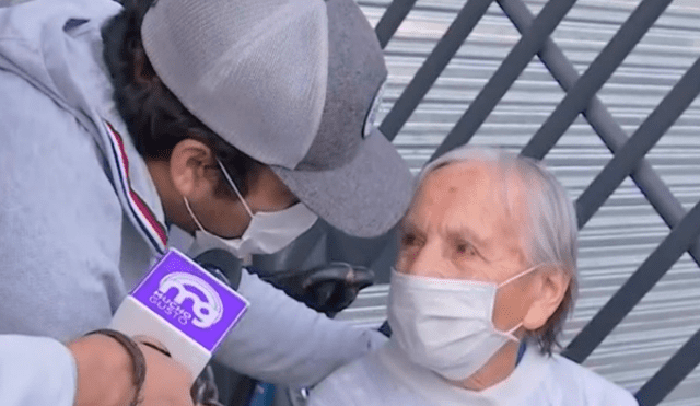 Norma Gómez, una abuelita de 90 años no recibió el bono del Gobierno, pero dos almas caritativas le regalaron dinero. (Foto: Captura)