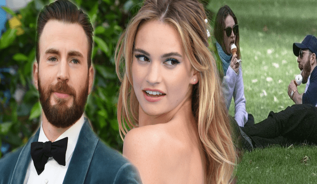 Lily James y Chris Evans son nuevamente captados paseando juntos por un parque de Londres