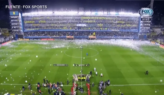 La hinchada de Boca Juniors colmó las gradas de la 'Bombonera' para demostrar el apoyo a su equipo. Foto: Captura de tv.