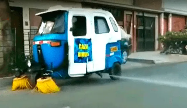 Toro Clean’, un mototaxi convertido en un vehículo de limpieza que arrasa con el coronavirus.