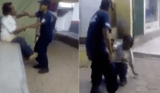 Policía humilla a un mendigo: lo obliga a bailar y lo tira al piso [VIDEO]