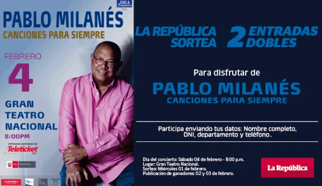 La República te invita al Concierto de Pablo Milanés