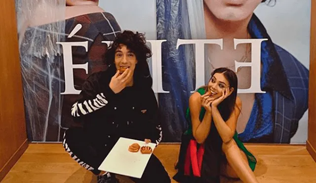 Jorge López y Danna Paola durante la promoción de la tercera temporada de Élite. Foto: Instagram