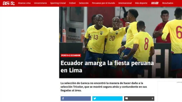 Así reaccionó la prensa internacional tras derrota de Perú ante Ecuador [FOTOS]