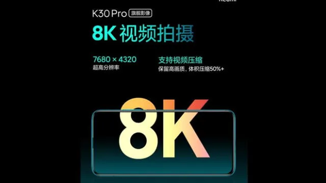 El Xiaomi Redmi K30 Pro grabará en 8K.