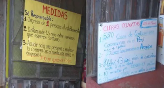 Tienda en Arequipa coloca curioso cartel para prevenir coronavirus.