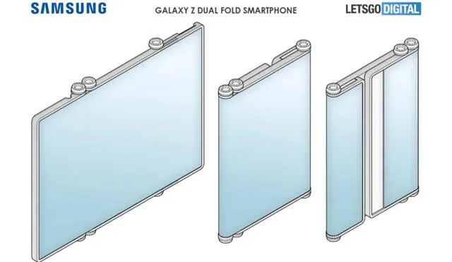 Este nuevo móvil plegable de Samsung es a modo de tríptico. Foto: LetsGoDigital