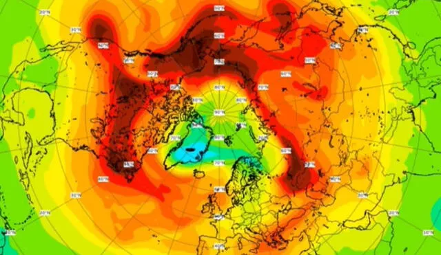 Agujero de ozono en el Ártico registrado por el CAMS.