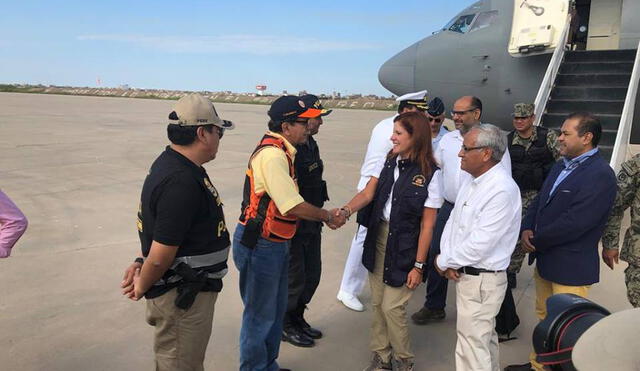 Mercedes Aráoz llegó a Chiclayo para inspeccionar las labores de emergencia
