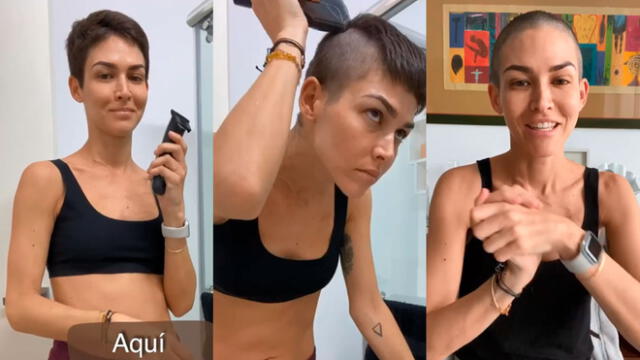 Modelo se rapa el cabello debido a quimioterapias tras padecer cáncer de mama.