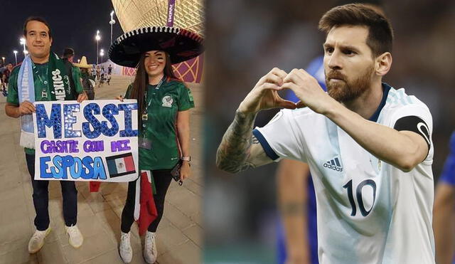 Una pareja mexicana le mandó un particular pedido a Lionel Messi a través de un cartel. Foto: composición LR/ Carlos Salinas/ Líbero