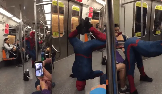 Facebook Viral: Pasajeros de tren quedan encantados con baile de 'Spiderman' [VIDEO]