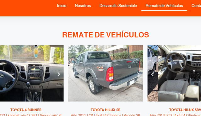 Esta es la página falsa donde ofrecen los vehículos. Foto: Captura internet