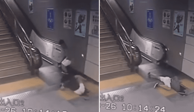 YouTube: Iba a subir por escalera eléctrica, pero fue tragada por agujero 