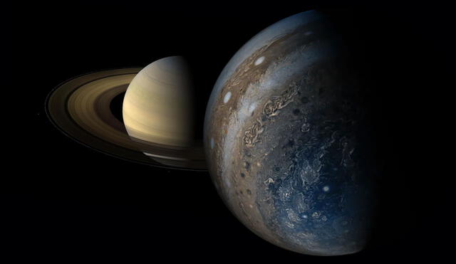 Júpiter y Saturno protagonizarán la "gran conjunción" en diciembre. Foto: composición LR/ NASA
