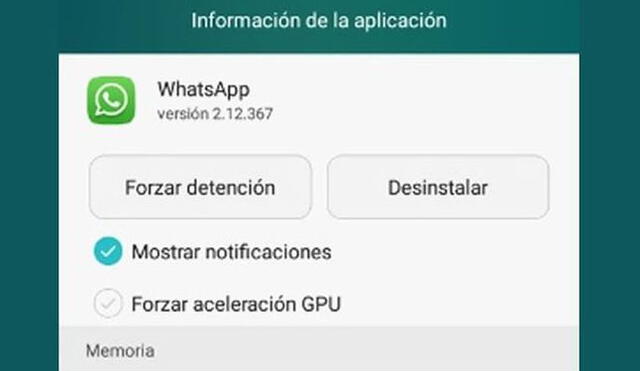 Forzar detención de WhatsApp