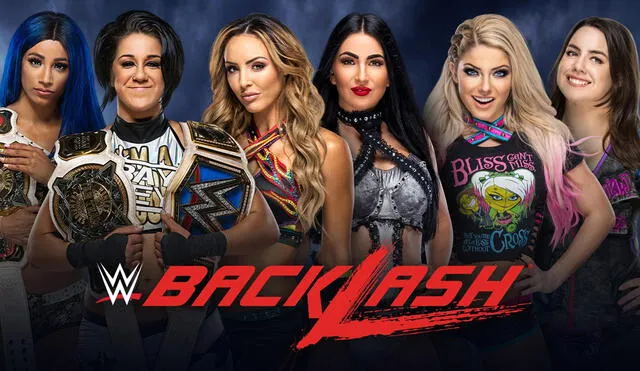 Bayley & Sasha Banks vs. Alexa Bliss & Nikki Cross vs. The IIconics por los Campeonatos en Parejas de WWE en Backlash 2020. Foto: WWE