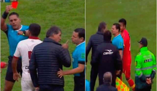 Franco Navarro se salió de sus casillas y arremetió contra el cuerpo arbitral del partido entre Sport Huancayo y UTC. | Foto: Gol Perú