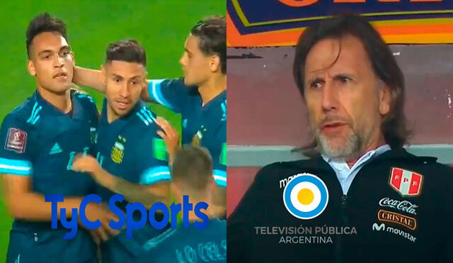 Ricardo Gareca terminó con mucha frustración tras la derrota de Perú ante Argentina. Foto: Captura de TyC Sports y TV Pública