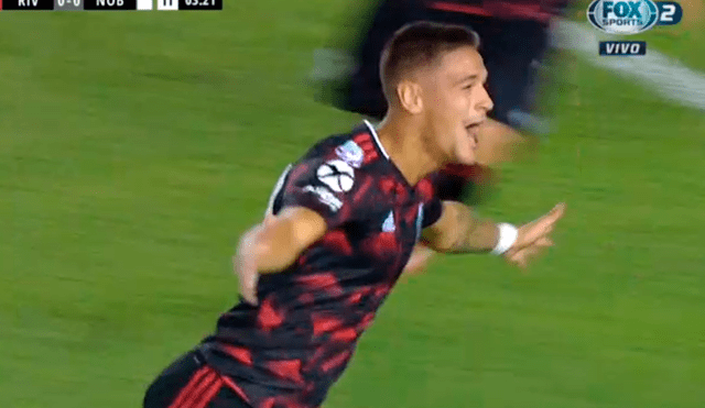 River Plate vs Newells: potente 'testazo' de Martínez Quarta para el 1-0 [VIDEO]