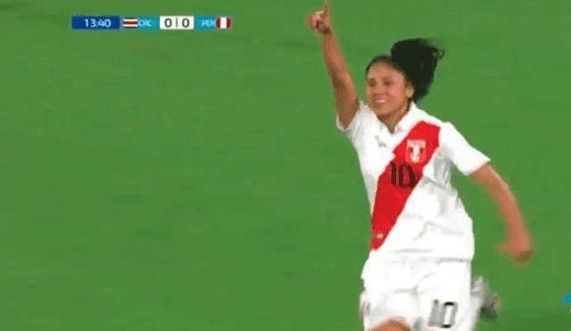 Steffani Otiniano es la primera jugadora peruana en marcar un gol en la historia de los Juegos Panamericanos. | Foto: TV Perú