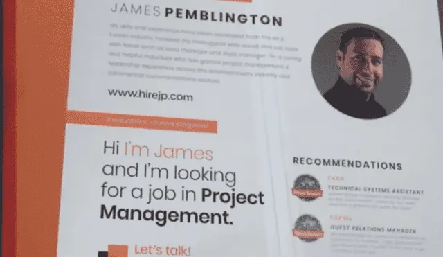 Desliza las imágenes para ver la forma cómo James Pemblington logró obtener su empleo. Foto: Facebook