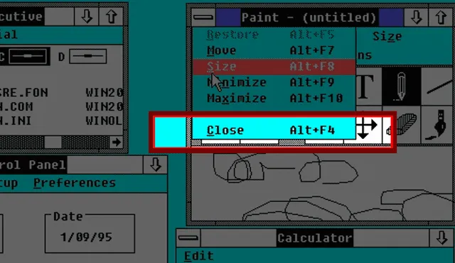 La combinación 'Alt + F4' existe desde la primera versión de Windows.