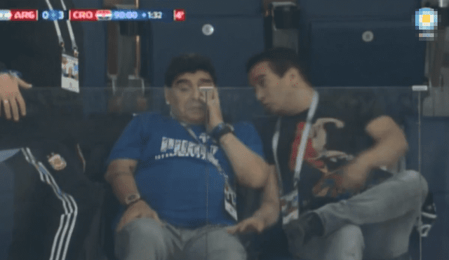 Captan a Maradona llorando en palco tras fracaso de Argentina [VIDEO]