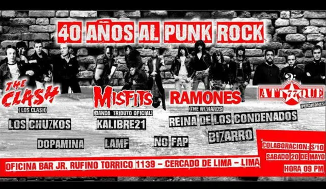 The Clash, Ramones, Ataque 77 y más bandas: este sábado rendirán tributo al punk rock 