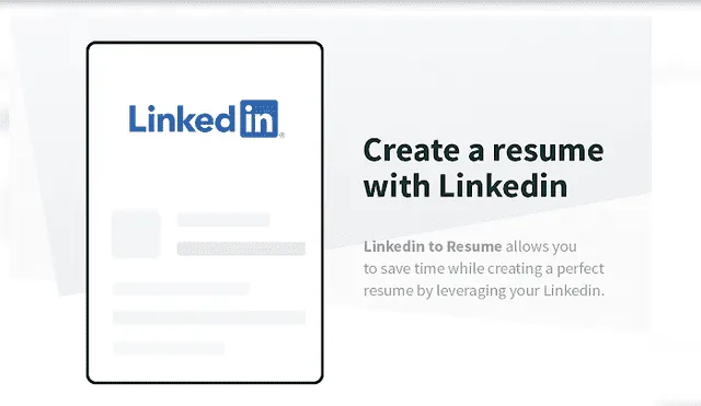 Crea tu CV desde un diseño en unos cuantos pasos usando tu cuenta de LinkedIn. Imagen: Rezi