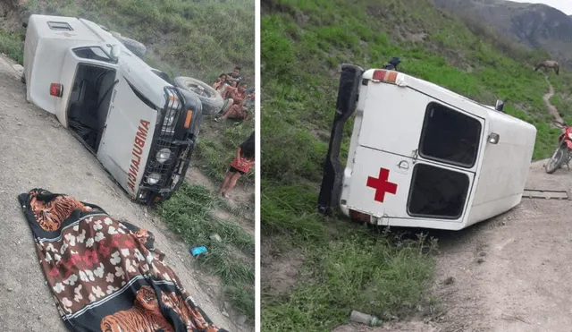 El despiste y volcadura de la ambulancia es investigado por la Policía: composición LR/ Andina Radio Chota/ Facebook