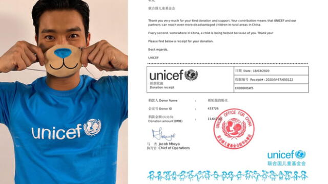 Fans de Siwon realizan donación a Unicef.