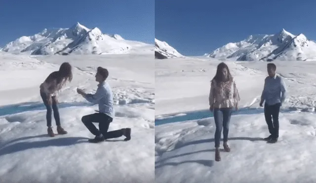 YouTube: le pide matrimonio en el hielo y su novia reacciona así [VIDEO]