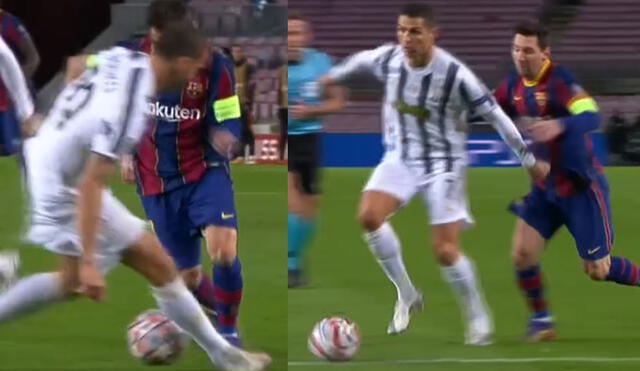 Messi y la jugada que le cortó Cristiano Ronaldo. Foto: ESPN 2