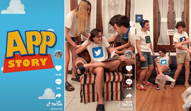 App Story muestra la divertida convivencia de las más populares redes sociales. (Captura TikTok)