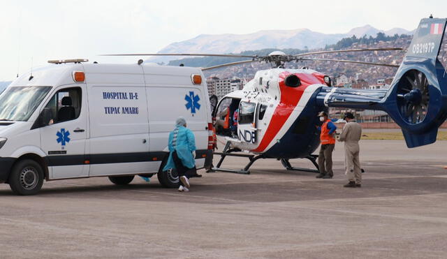 Heridos fueron trasladados en helicópteros hasta el hospital del Cusco. Foto: Diresa Cusco