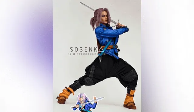 Desliza las imágenes para ver el increíble cosplay que hizo una joven de Trunks del futuro. Foto: Sosenka/Instagram