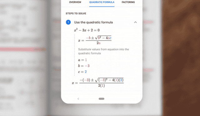 La nueva función de Google Lens proporcionará información detallada sobre cómo resolver un problema matemático. | Foto: Google.