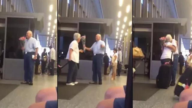 Facebook: Anciano espera al amor de vida en aeropuerto [VIDEO]