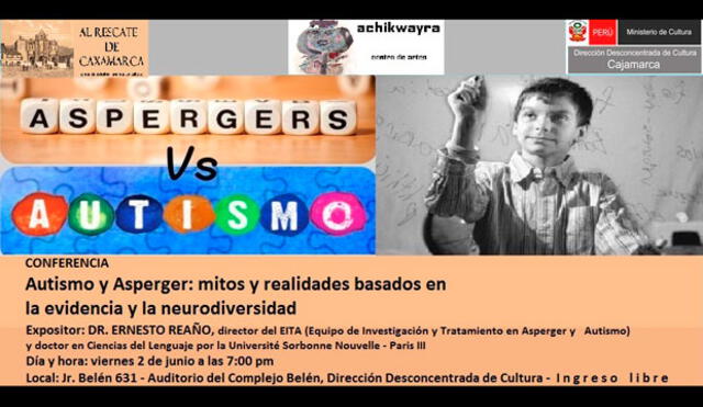 Ofrecerán conferencia magistral sobre Autismo y Asperger en Cajamarca