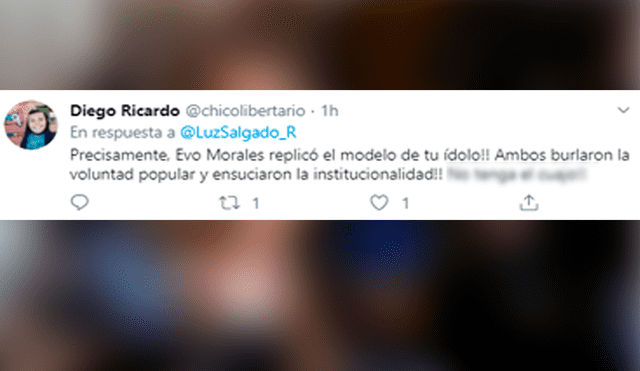 Luz Salgado critica a Evo Morales por renuncia y le recuerdan fraude electoral del 2000 