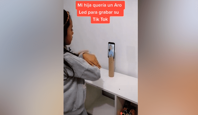 Desliza las imágenes para el increíble ‘aro’ que hizo este padre para que su hija haga videos en TikTok. Foto: Jogazo/TikTok