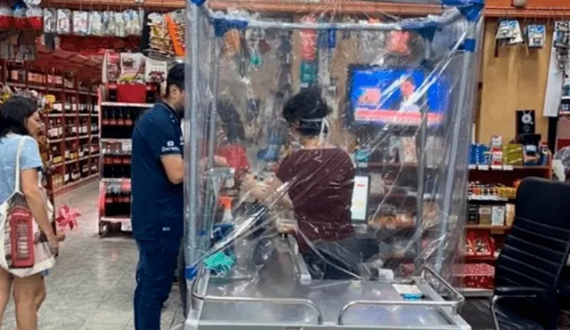 Coronavirus: comerciantes chinos usan ‘burbujas de aislamiento’ en los supermercados [FOTOS]