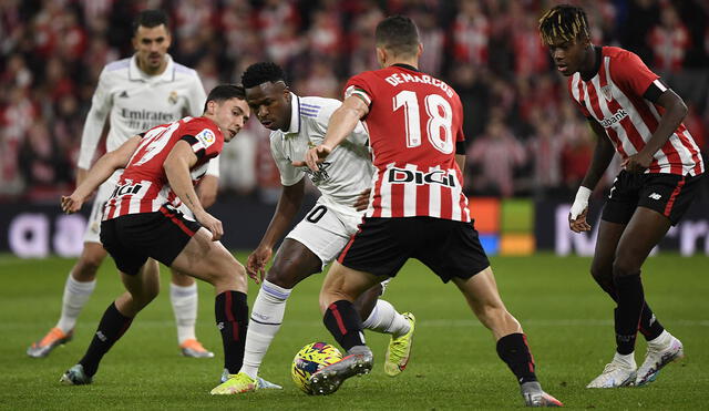 Real Madrid se fue al descanso con el marcador 1-0 sobre Athletic Bilbao. Foto: AFP