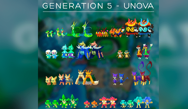 Pokémon de la quinta generación en su variante shiny que llegarán a Pokémon GO.