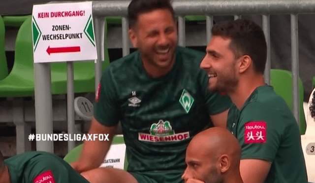 Reacciones de Claudio Pizarro en el partido de Werder Bremen ante Colonia. | Foto: Fox Sports
